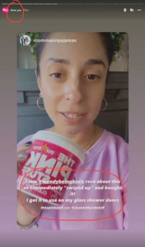 The Pink Stuff being shared as a UGC review on a video